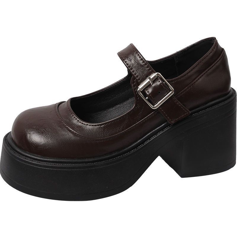 Vintage Elegant Minimalist Women's Single Shoes New Spring Solid Color Fashionable Versatile Thick Platform Women Shoes