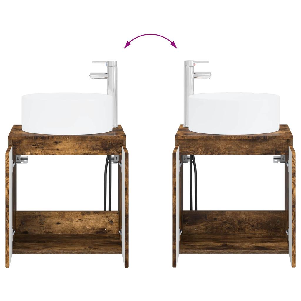 Bathroom Furniture Set 2 pcs Smoked Oak Engineered Wood