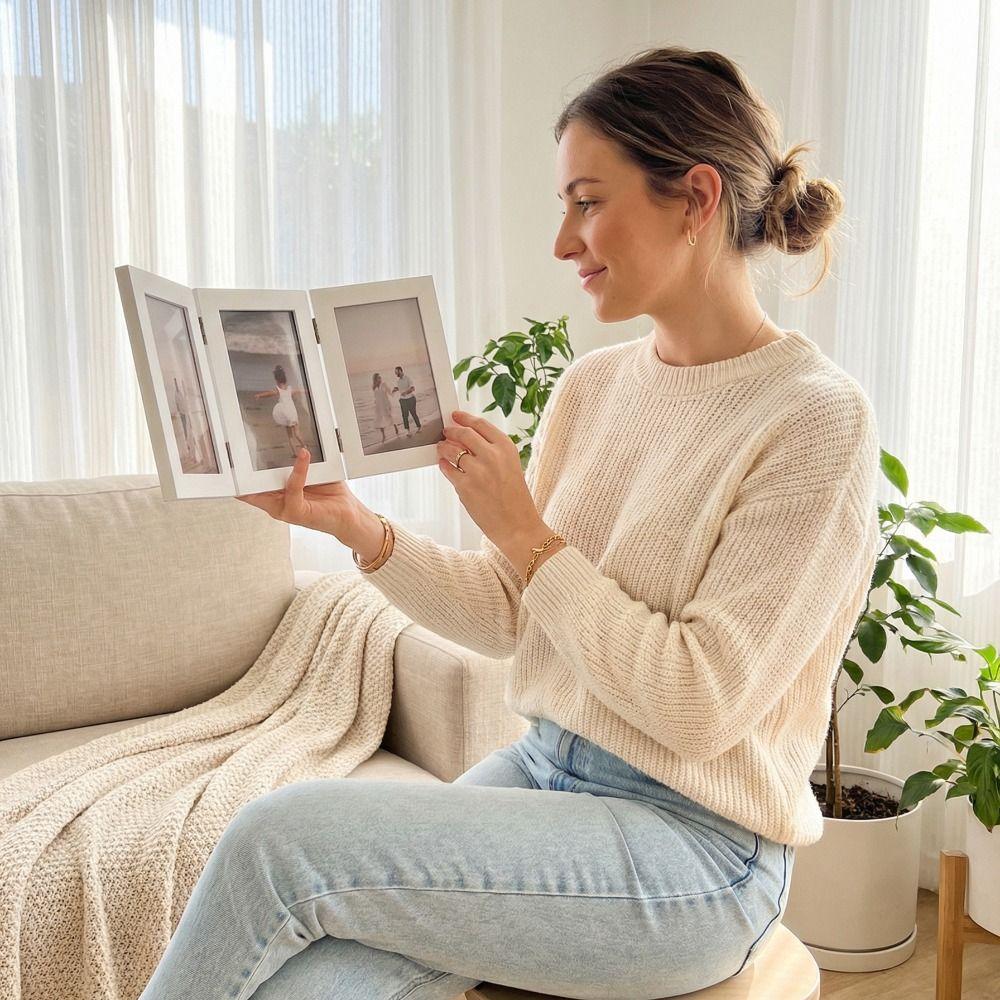 Triplex Frame Folding Photo Frame Rectangular Hinge Photo Frame  Living Room Decor