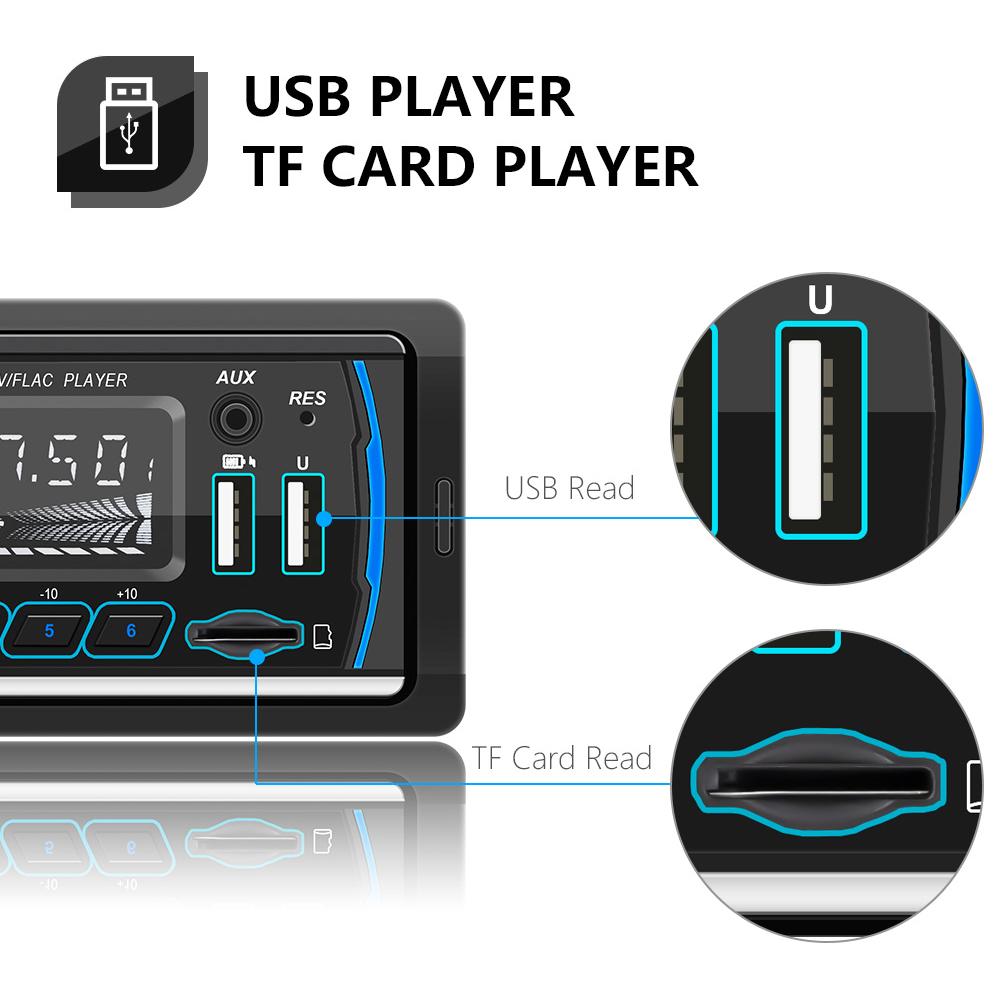 DAB+ MP3 Car Player RDS AM FM Dual USB Stereo Radio Bluetooth-compatible Stereo Player USB Charge TF Stereo Audio Music 7 Colors