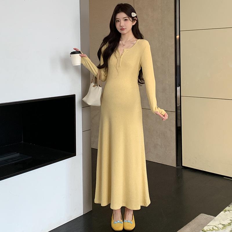 2026 Spring Korean Style Slimming Long Maternity Dress Large