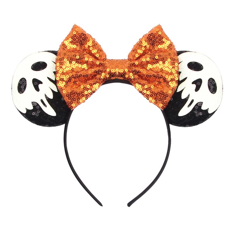 Halloween Mouse Ears Headband Sequins Bow Hairband For Women Featival Party DIY Hair Accessories Boutique