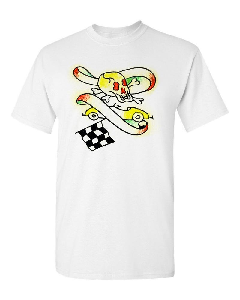 Ringer Tee T shirt Vtg Tattoo Art American Traditional Skull Hot Rod Drag Race 3 Unisex T-Shirt M