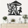 40x40cm Metal Mushroom Angel Girl Wall Art, Hanging Sculpture for Home Decor, Unique Modern Iron Craft Gift