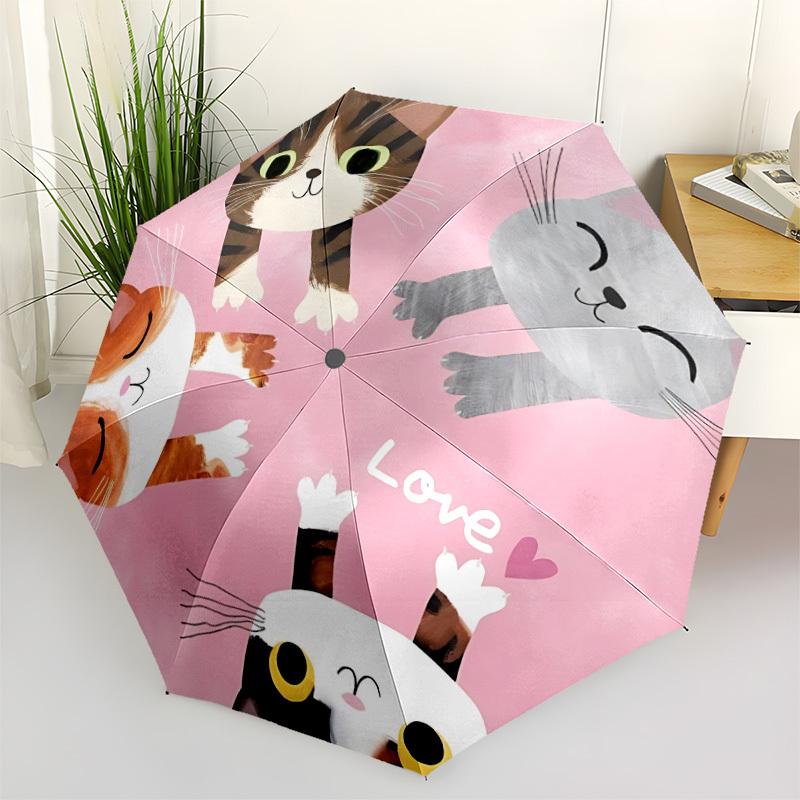 

1pc Cat Love Print Automatic Open/Close Folding Umbrella - Compact 8-Rib Design, Daily Use, Perfect Gift for Friends & Family yy251124194