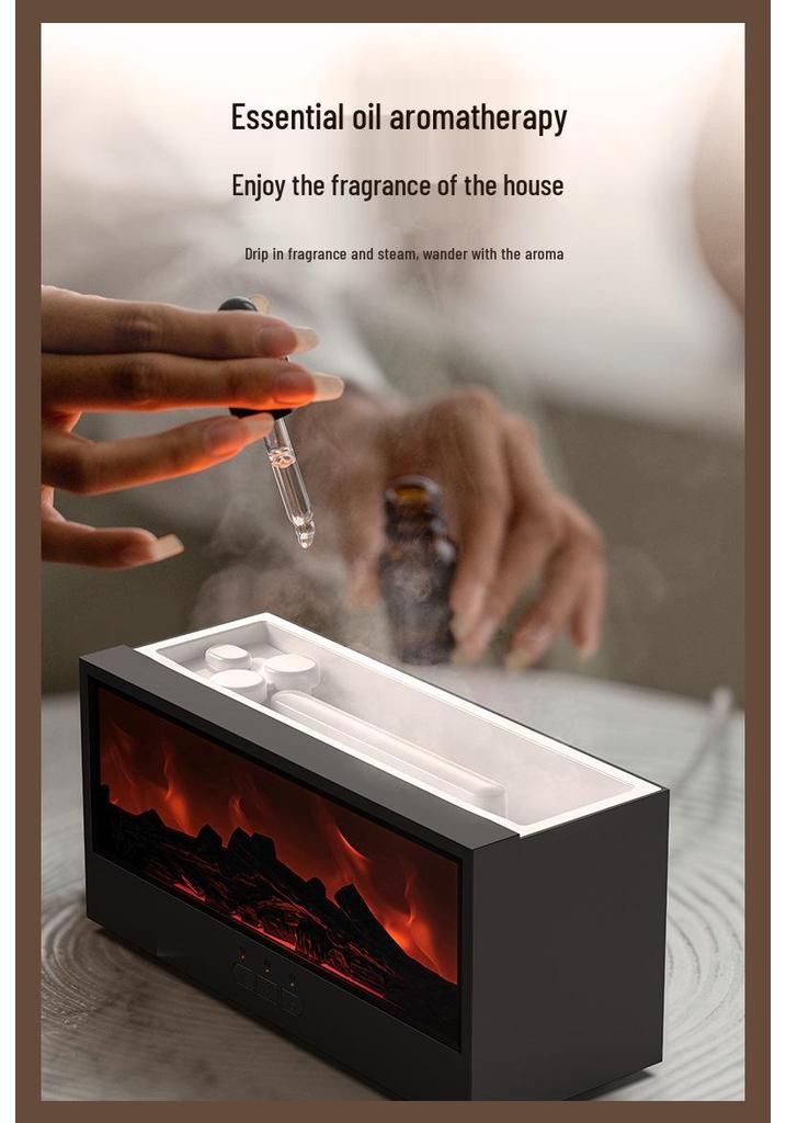 3D Aroma Diffuser & Fireplace Humidifier with Remote Control - Seven-Color LED Display