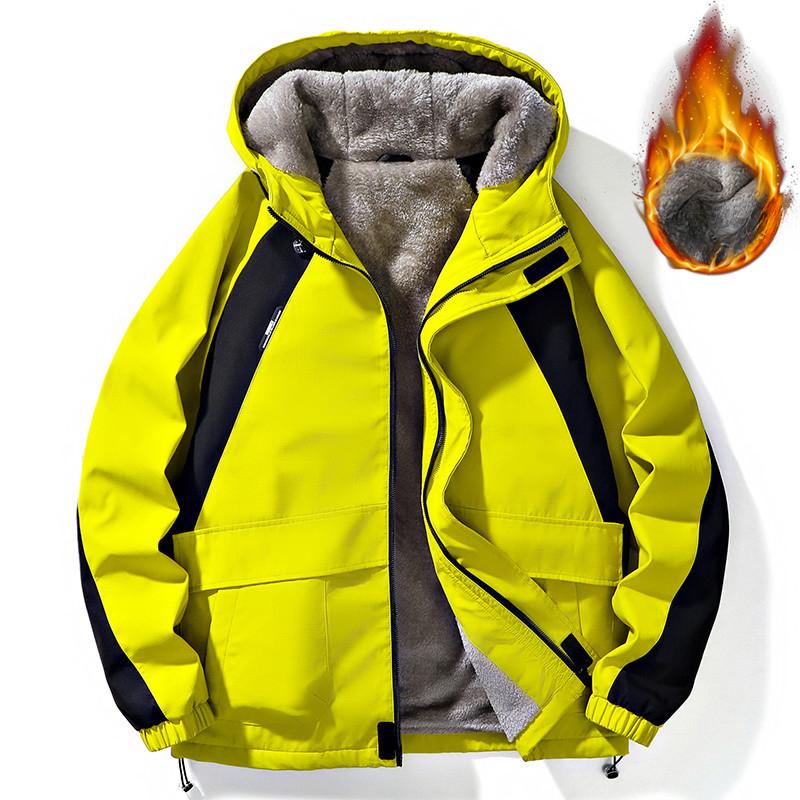 Casual Men's Jacket Winter Fleece Hooded Jacket Men's Thickened Warm Outdoor Mountain Couple Jacket