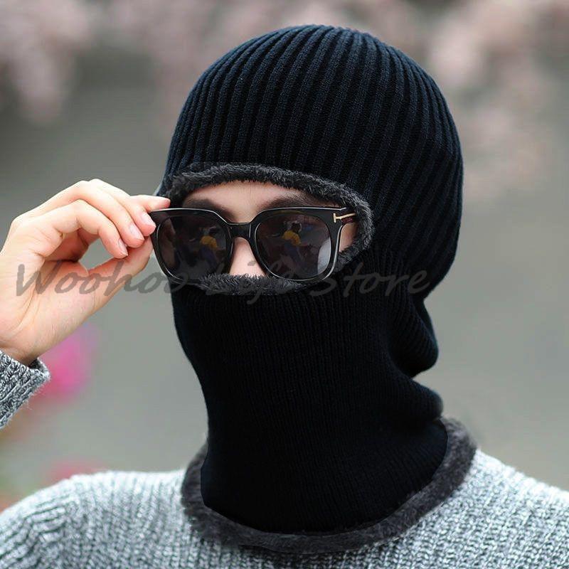Men'S Winter Balaclava Hat Windproof Warm Fleece-Lined Full-Coverage Beanie For Ear Protection And Cycling