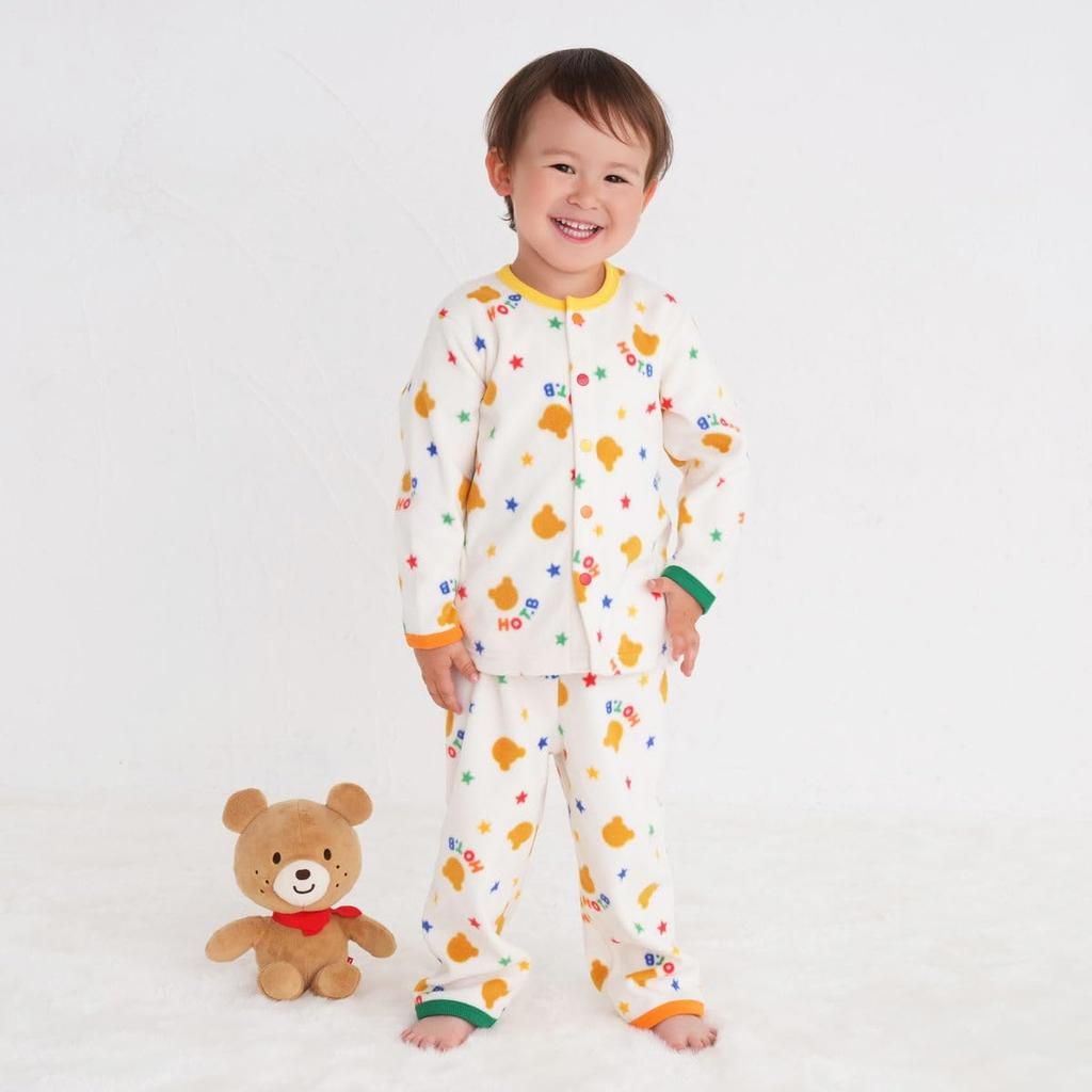 MIKIHOUSE HOT BISCUITS Long Sleeve Loungewear for Boys and Size Girls, Ivory, 80cm, 73-7303-490