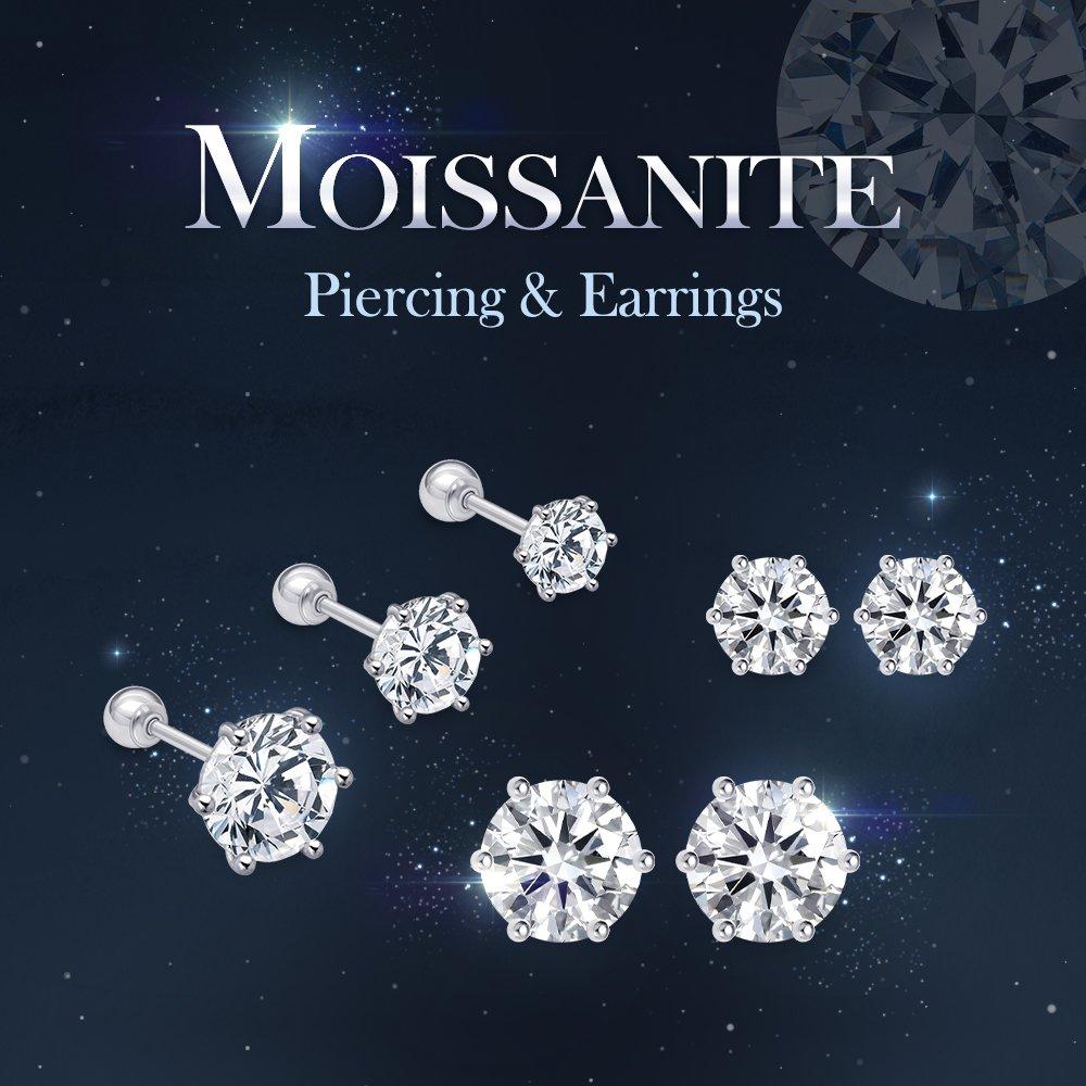 [Goldpang] Silver Brilliant Moissanite Diamond Earrings 1 Carat 6.5mm