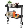 2 Tiers Clamp-on Desk Shelf No Drill Desk Organizer Rack Space Saving Adjustable Metal Computer Desktop Clamp High Load-Bearing