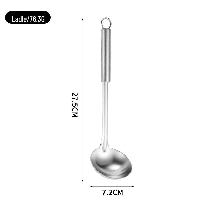 Complete Stainless Steel Kitchenware Set: Spatula, Slotted Spoon, Soup Spoon, Frying Pan Spatula, Rice Spoon, Stir-Fry Spatula