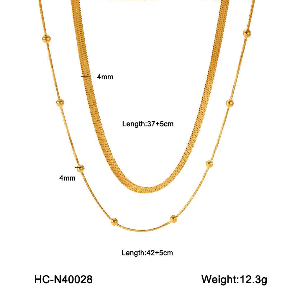 45/2000 Women's Multi-layer Titanium Steel Necklace, Fashionable Commuter Versatile Stainless Steel Snake Chain Blade Chain