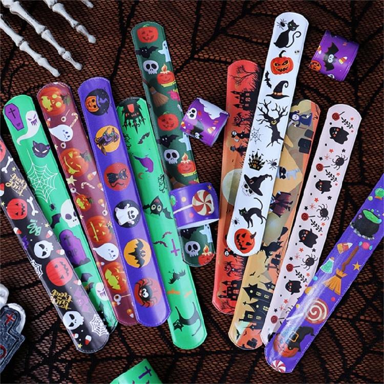 100 Peças Pulseiras de Bater Únicas com Tema de Halloween Pulseiras de Bater de Halloween para Reuniões Temáticas e Celebração
