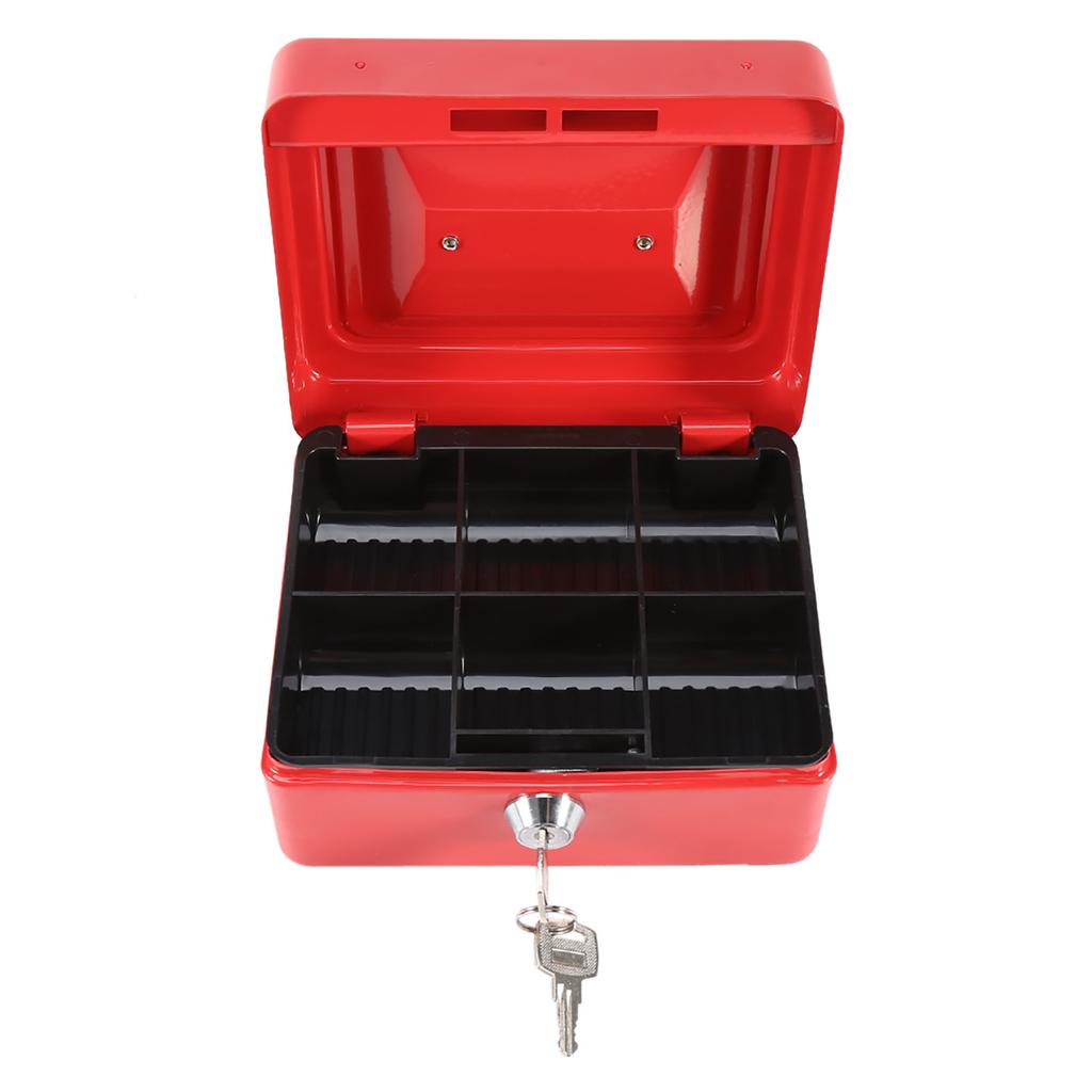 1Pc Mini Tragbare Eisen Petty Abschließbar Bargeld Geld Münze Sicher Sicherheit Box Haushalt (rot)