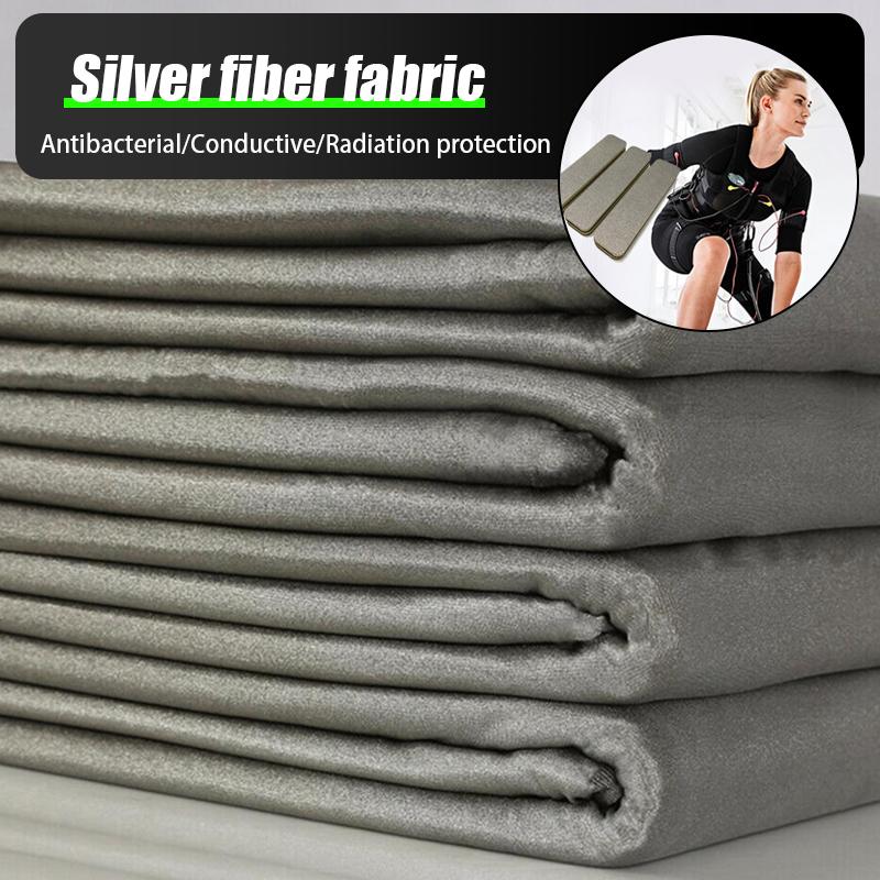 66x150cm Stříbrné vlákno Vodivá látka Ochrana proti záření Mateřské oblečení Látka Blokování RFID/EMI/RF Stínění proti radiovým vlnám/mikrovlnám