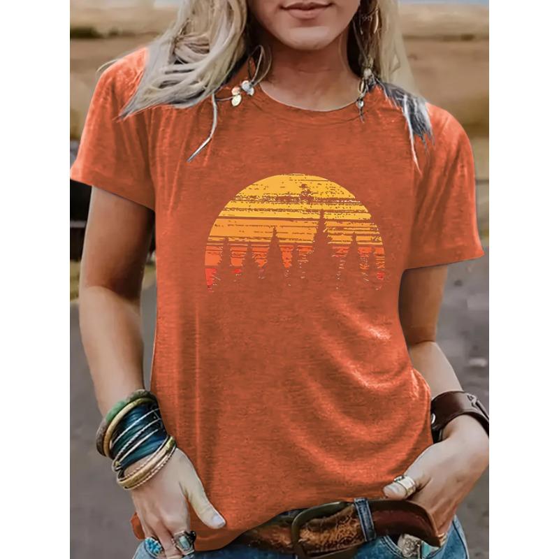 YYFS Modne damskie bluzki i koszule na co dzień, letnie, wiosenne, z krótkim rękawem i dekoltem w kształcie litery O