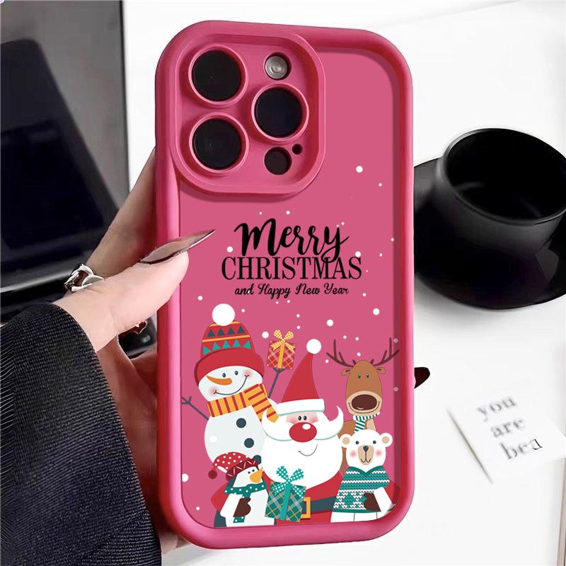 Christmas Pattern TPU Case For iPhone 16 Pro Max 15 14 Plus 13 12 11 Pro Max 7 8 XR X XS SE Shockproof Soft Silicone Phone Cover