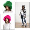 1PC Bucket Hat for Women Thick Plush Winter Faux Fur Fashion Fisherman Cap Furry Luxury