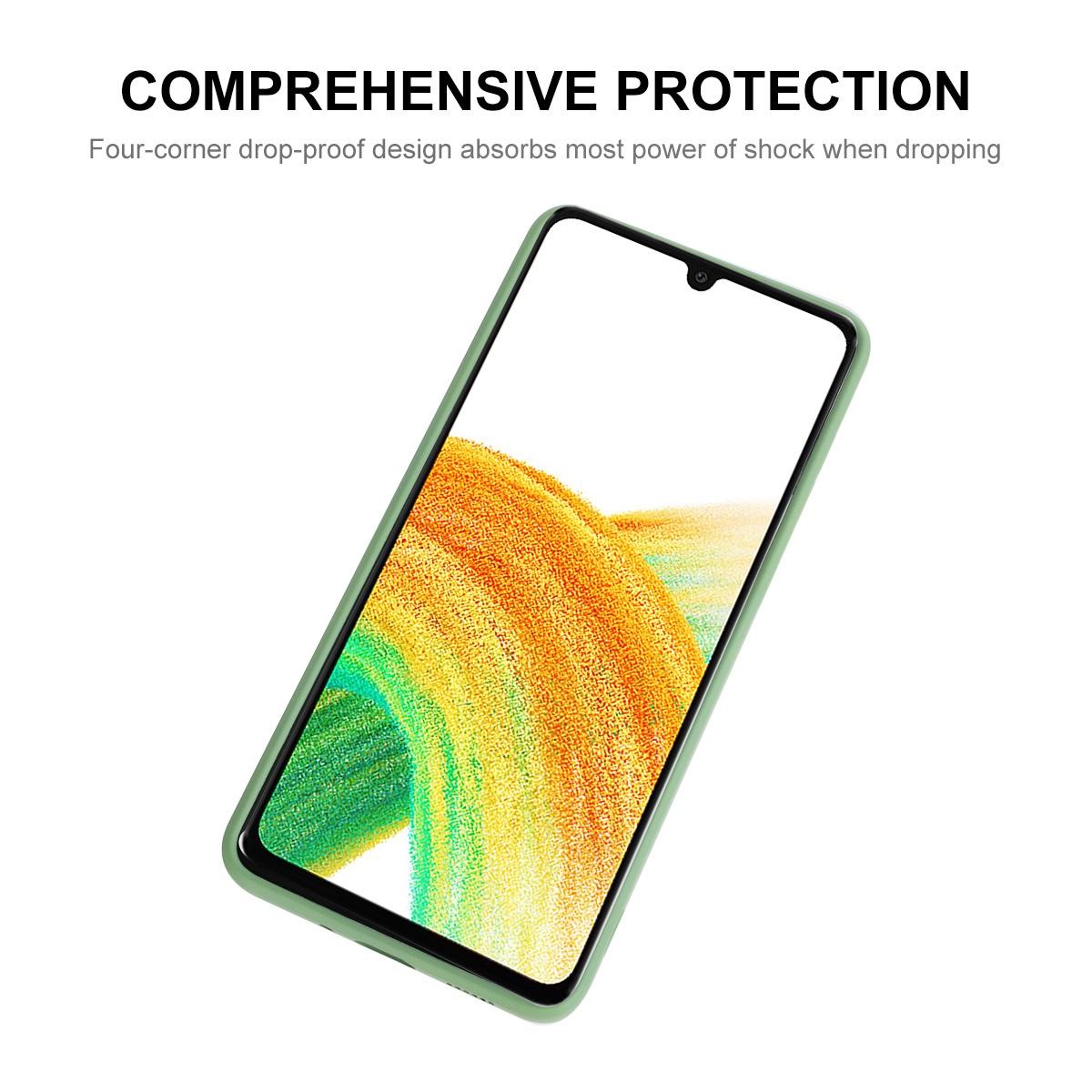 

ENKAY HAT PRINCE For Samsung Galaxy A33 5G Anti-fall Silicone Case Straight Edge Liquid Precise Cutout Well-protected Phone Back Cover Light Green