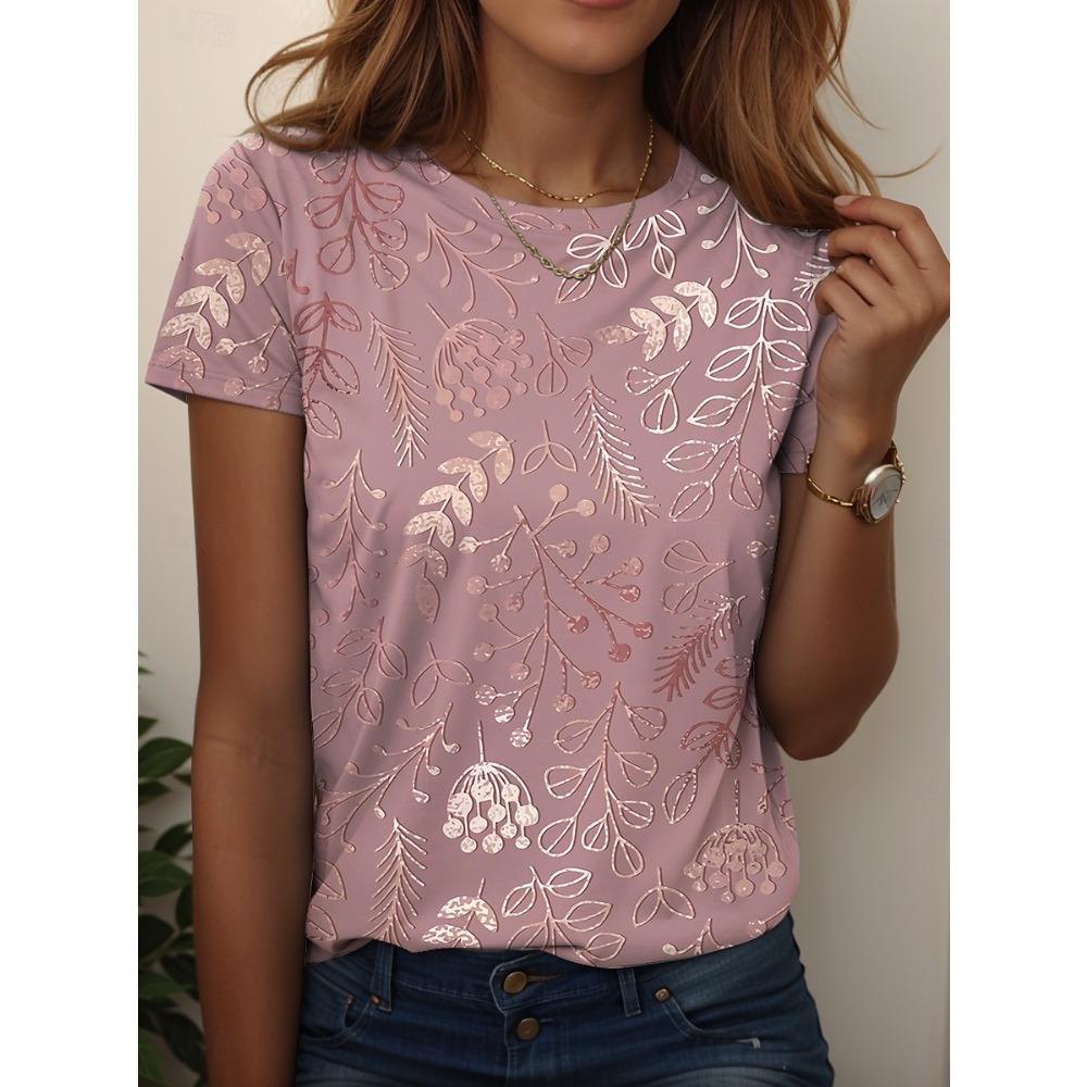Women's T Shirt Floral Graphic Plants Vintage Stylish Classic Short Sleeve Crew Neck Regular Tops