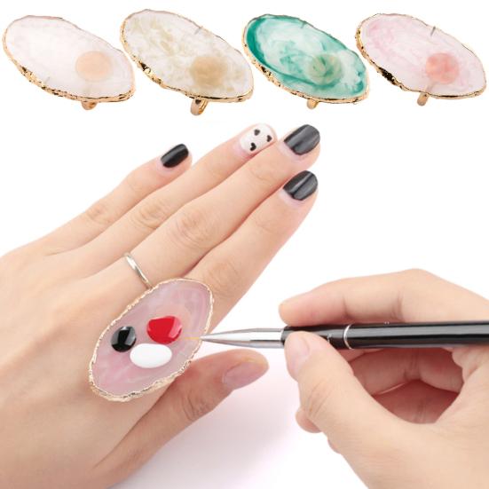 Resin Nail Art Finger Ring Plate Gel Polish Cream Holder Mixing Color Palette