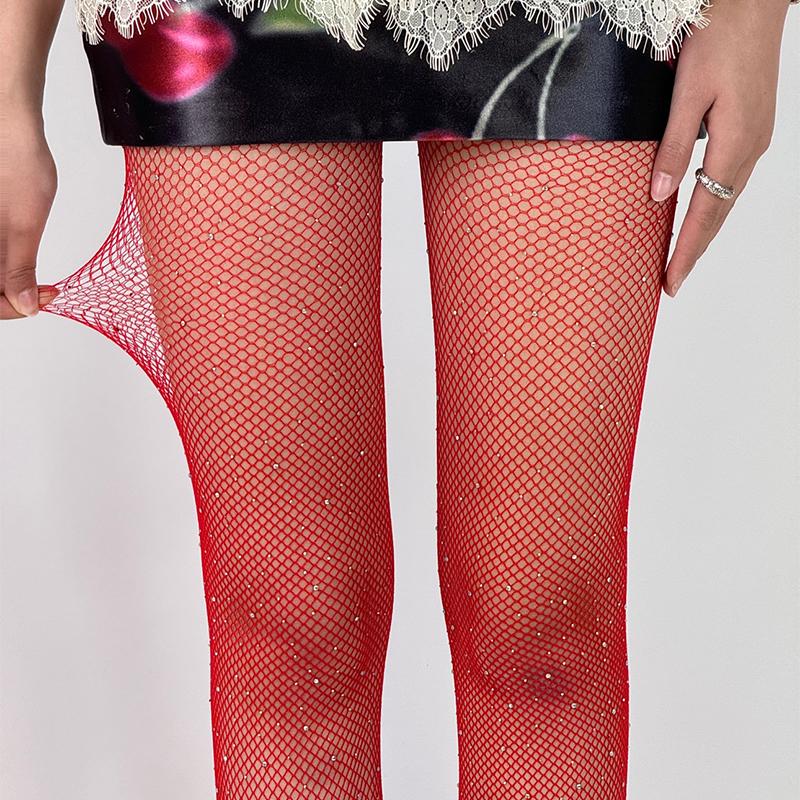 Y2K Crystal Fishnet Stockings for Women Tights Rhinestone Women's Sparkly Stockings High Waist Fishnets 2025 Pantyhose For Party