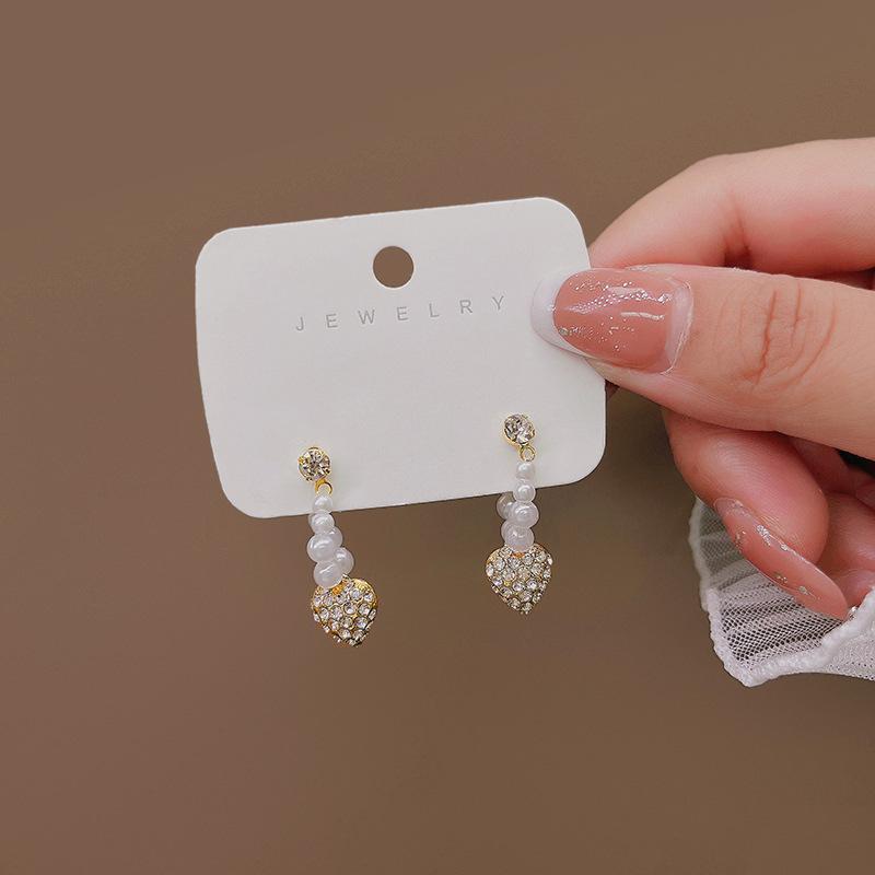 Temperament Pearl Two Earrings, Camellia Rose Bow Front And Rear Large Pearl Stud Earrings