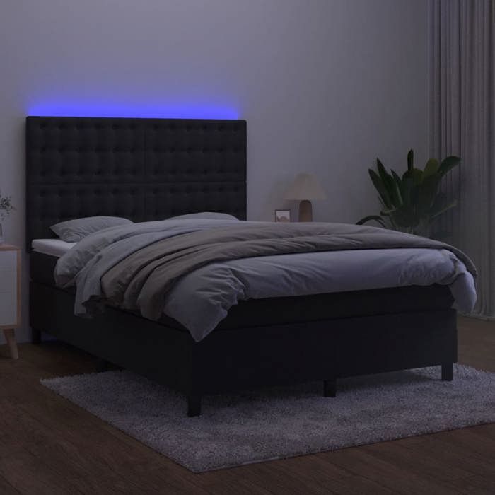 Maison Exclusive - Sommier à lattes de lit matelas et LED Noir 140x190 cm Velours