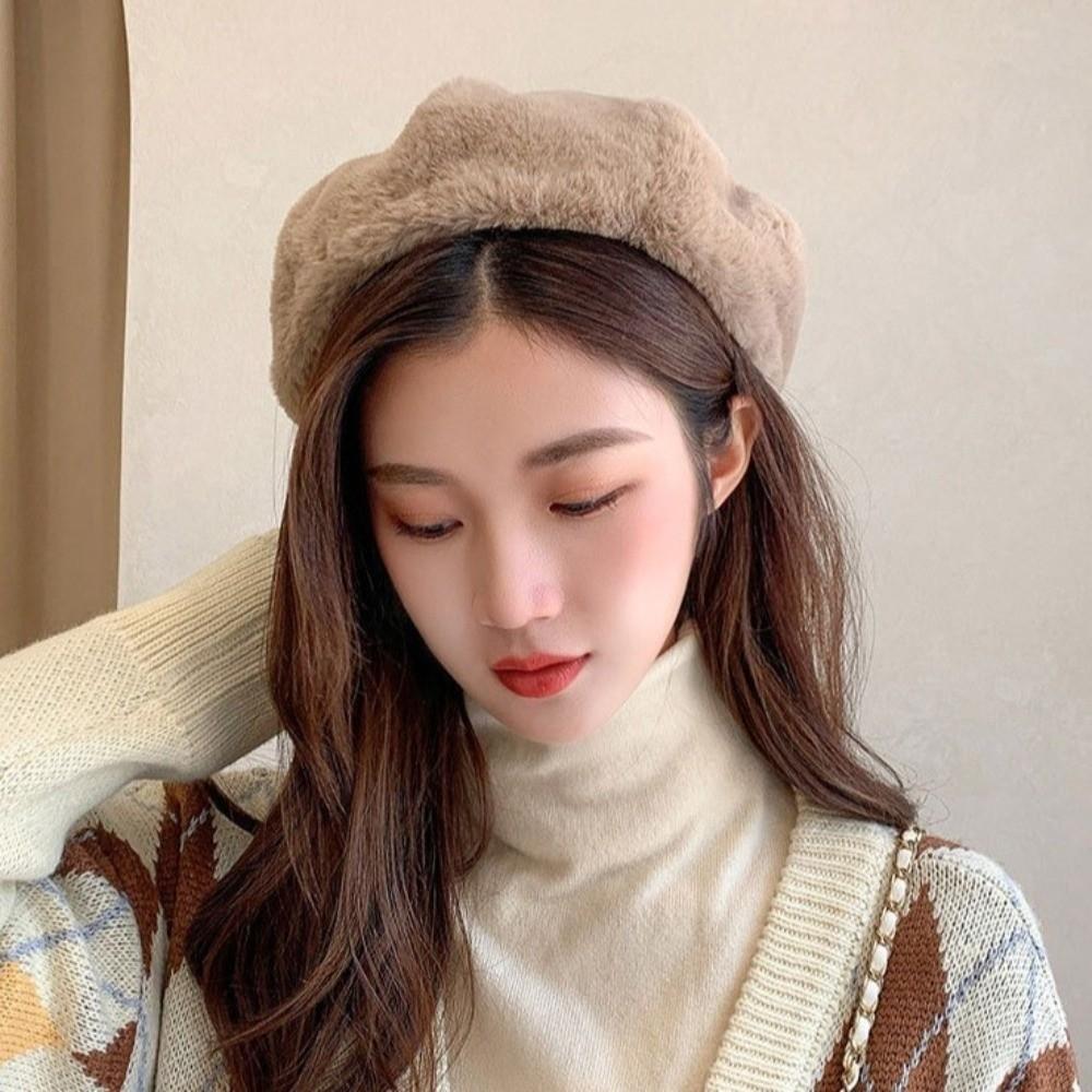 Plush Painter Caps Keep Warm Octagonal Hat Vintage Women Berets  Winter