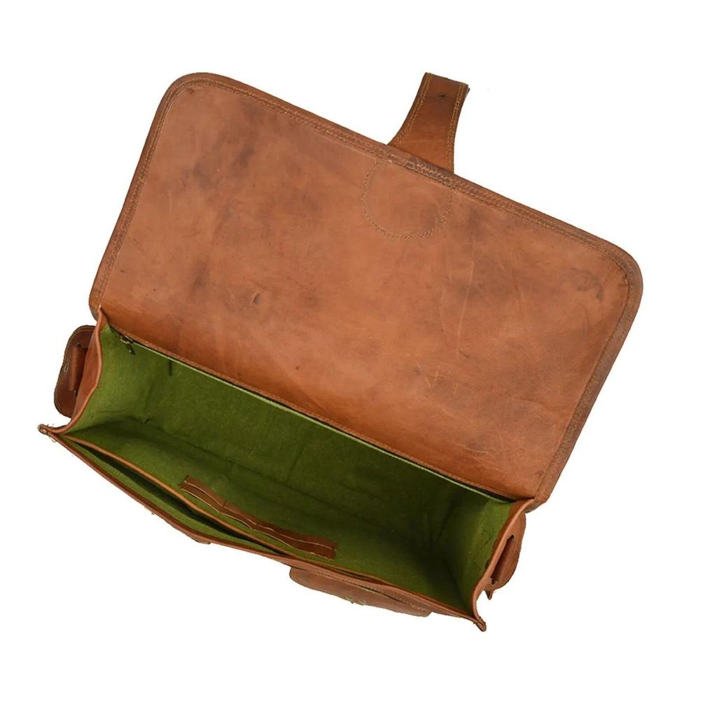Men's Pure Handmade Briefcase Vintage Leather Messenger Bag Shoulder Laptop Bag