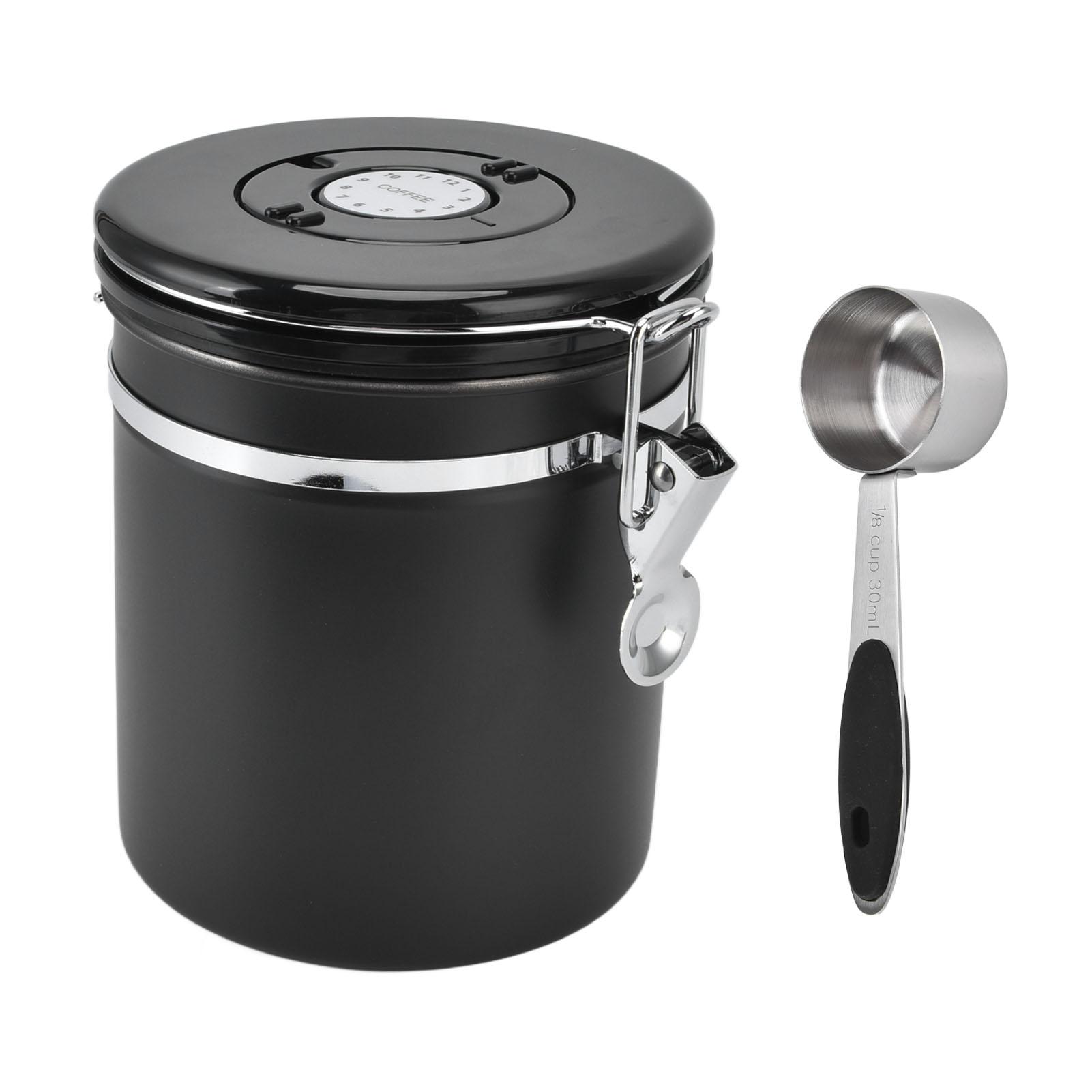 Airtight Coffee Canister Storage Jar Date   CO2 Release Valve Stainless Steel Container