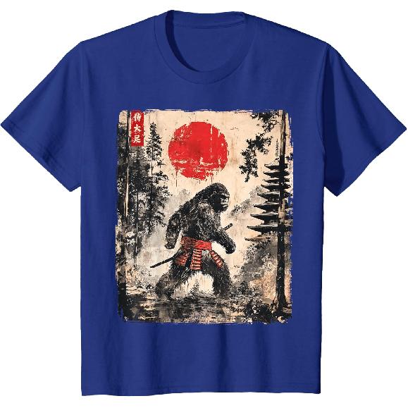 Samurai Bigfoot Japanese Vintage Graphic Ukiyo-e Art Funny T-Shirt