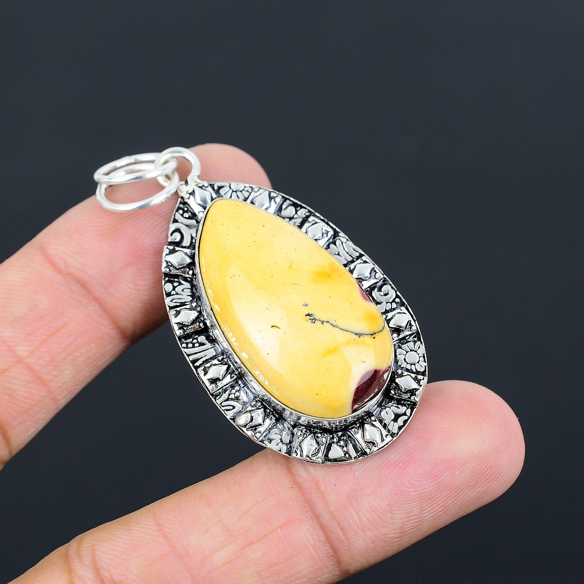 Mothers day Deal Natural Mookaite 925 Silver Bezel Art Deco Wife Pendant Jewelry