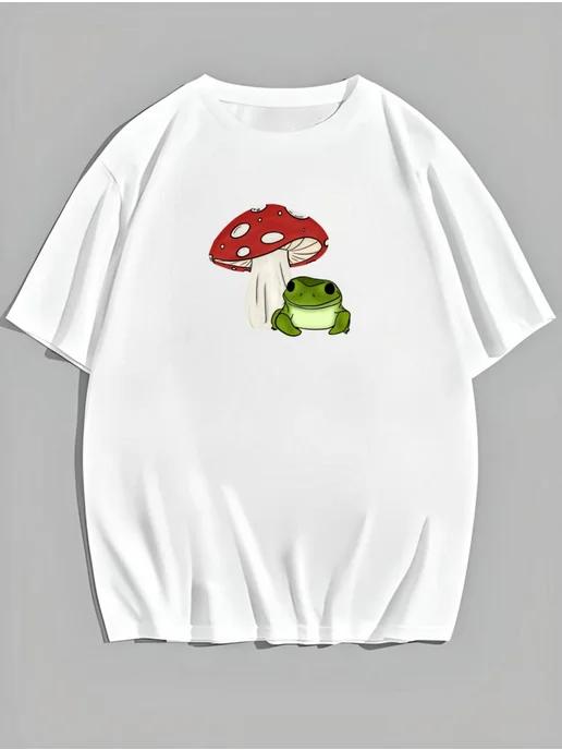 Oversized T-shirt with a mushroom print 4XL