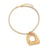 Matte Gold Color Asymmetrical Hollow Square Pendant Thick Rope Necklace for Gift Giving Women's Daily Party and Banquet Wear