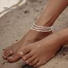 Fußkettchen für Damen, dreilagig, glänzende Oberfläche, verstellbare Länge, schlichter Stil, Knöcheldekoration, Schmuck, Party, Strand, Alltag, Fußkette, Jahrestag, Geburtstag