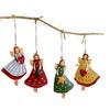 Pack of 4 Retro Iron Angel Girl Ornament Bucolic Christmas Decorations for Homes Holiday Party Hanging Decors