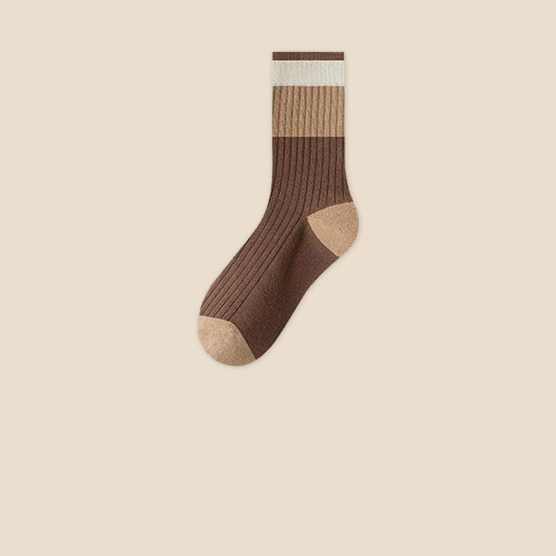 Children's Fall and Winter Style Mid-length Socks, Pile Socks, Black and White Striped Long Socks, Anti-odor and Sweat-absorbing Socks