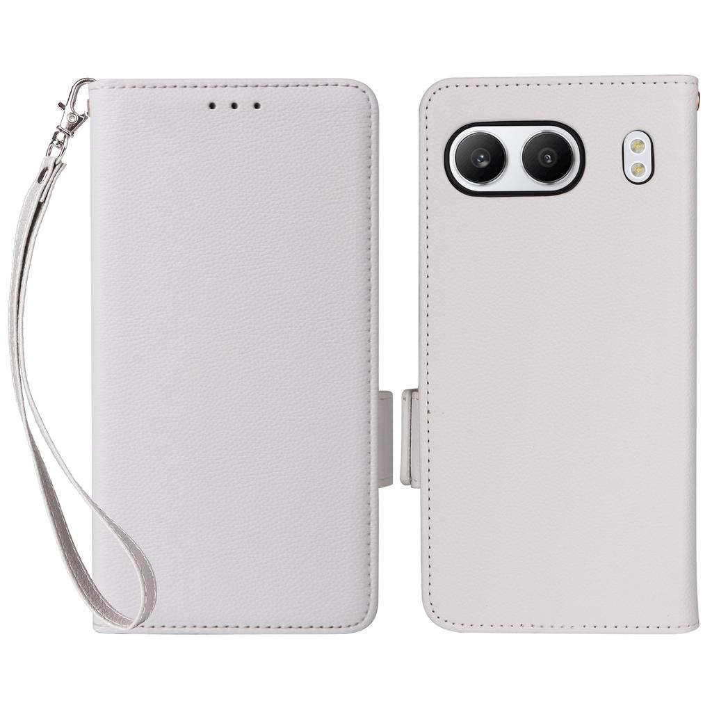 For OnePlus Nord 4 Case with Wrist Strap Litchi Texture PU Leather Wallet Phone Cover