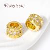 2/4/8Pcs/Lot 18K Gold Plated Brass with Zircon Spacer Beads For DIY Jewelry Making,Separators For Beads,Bracelets Bead Findings
