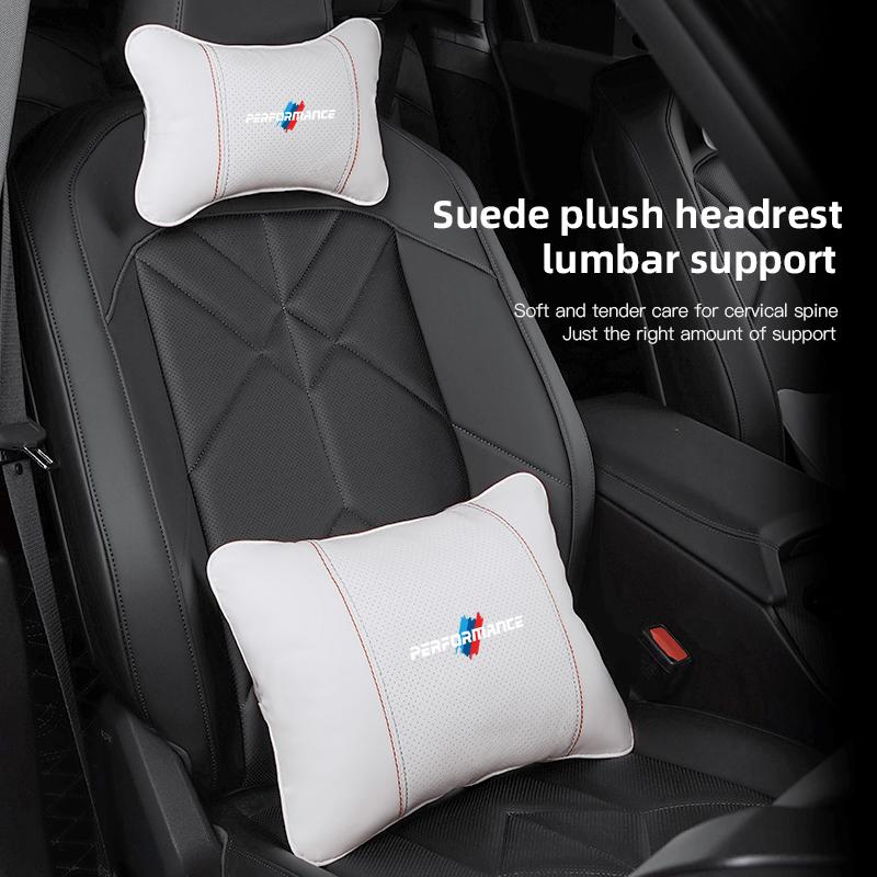 CXVA5 Car Headrest Neck Pillow Waist Pillow For BMW Performance F30 F10 E90 F20 E93 Car Interior Accessories Lumbar Support Keychain