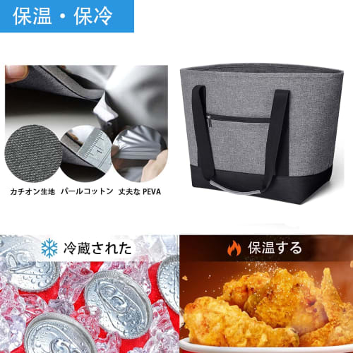 RVSNQ Insulated Lunch Bag, Large Capacity, Zippered, Foldable, Eco-Friendly, Thermal Bag, Food Storage, Lightweight, Multifunctional, Insulated Lunch