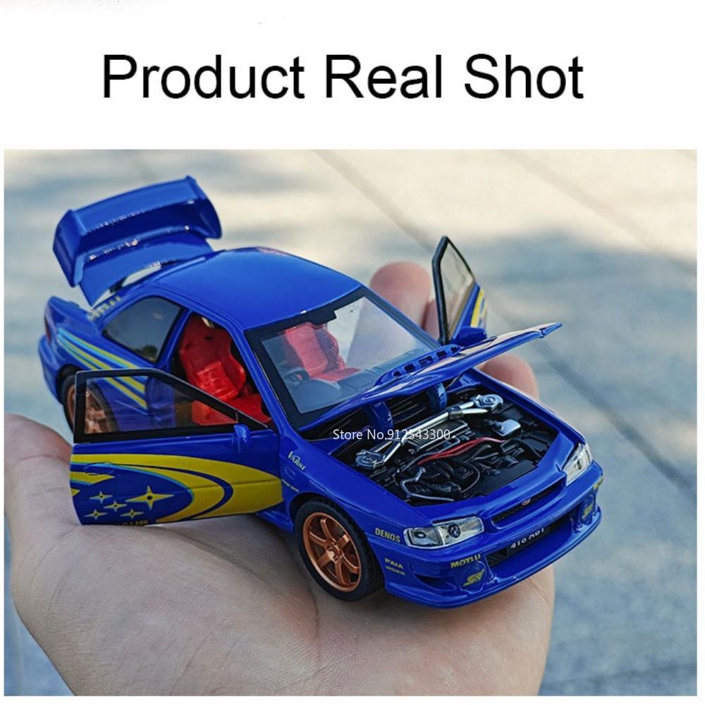 1:32 Scale Subaru Impreza STI Alloy Car Toy Model Doors Opened Shock Absorption Vehicle Models Sound Light Gifts for Children