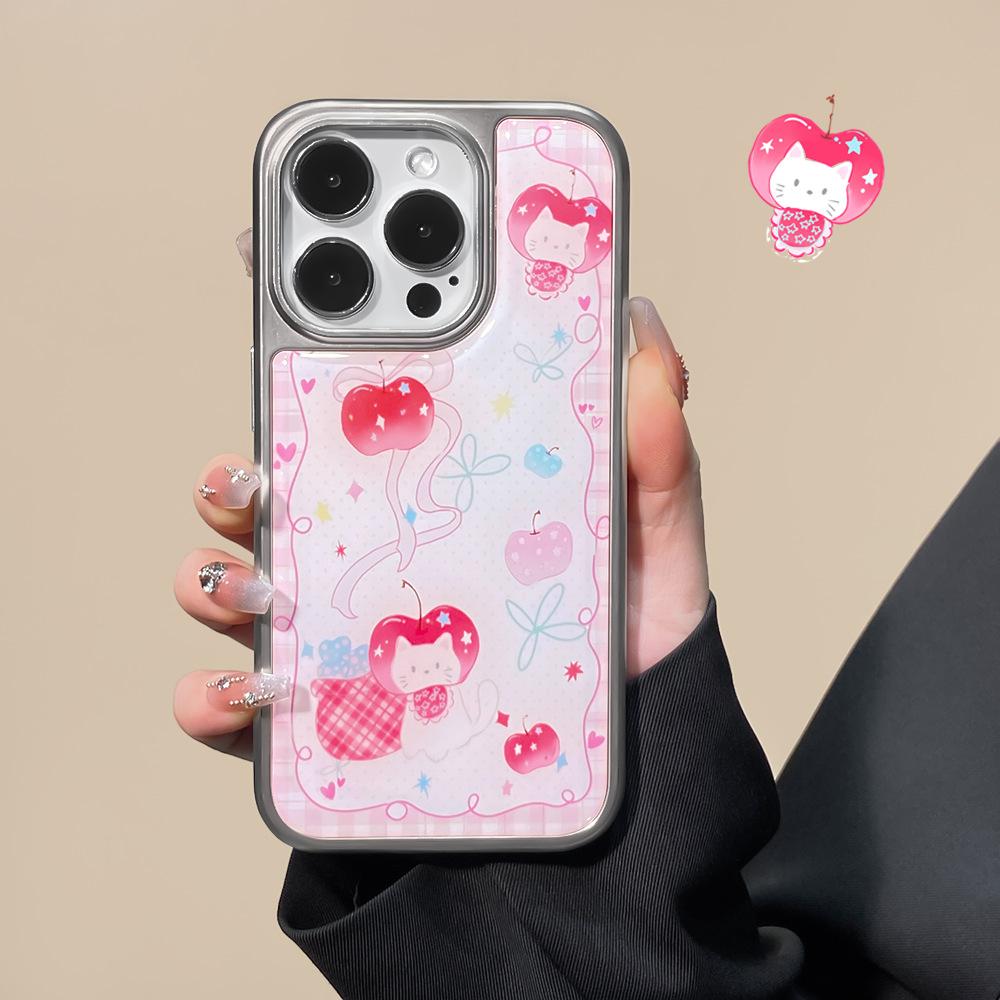 Applicable to iPhone16 mobile phone case Korean Apple Kitten Apple 15 anti-drop electroplating water condensation 13 niche advanced 14
