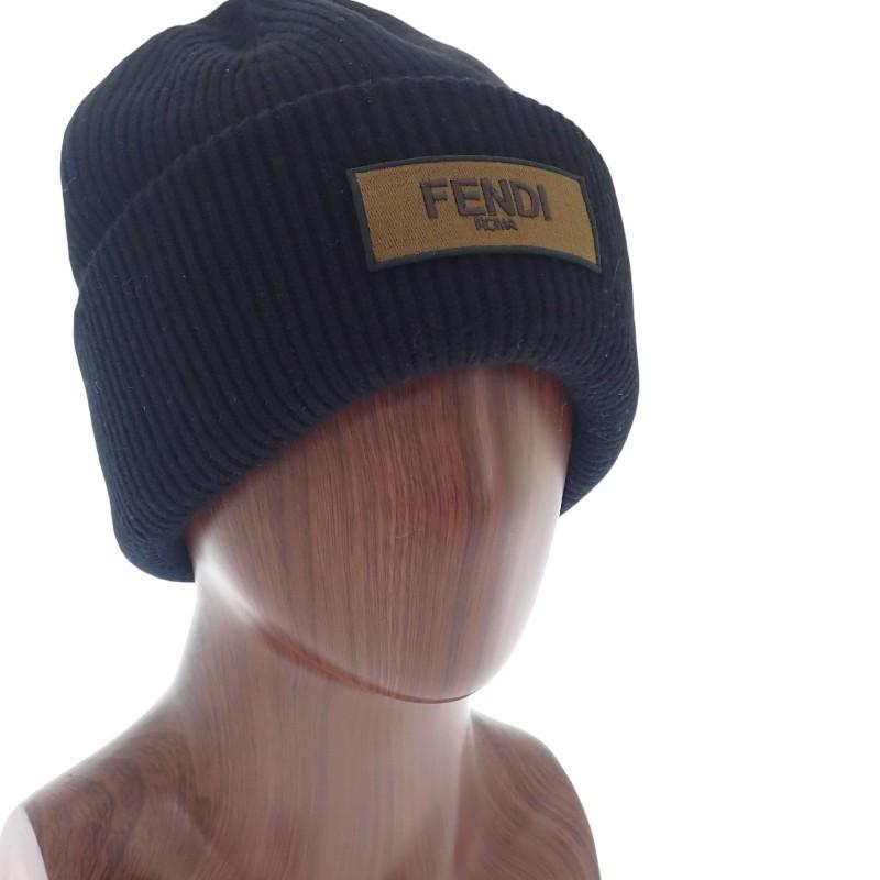 FENDI  FXQ994AJE6 Knit cap black wool mens