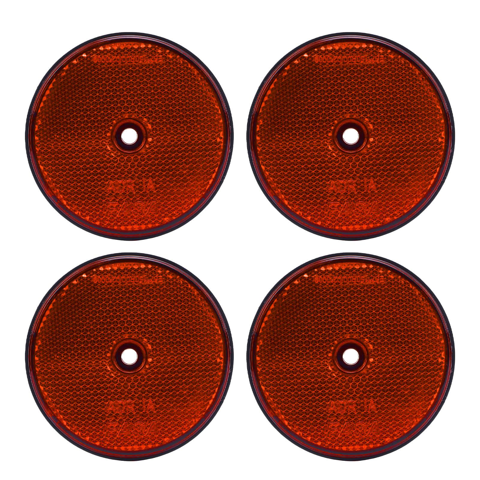 

4Pcs Safety Reflectors Red Round 72mm Dia with Screw for Mailboxes Driveway Tunnels Post Cars Trailer Yellow жовтий