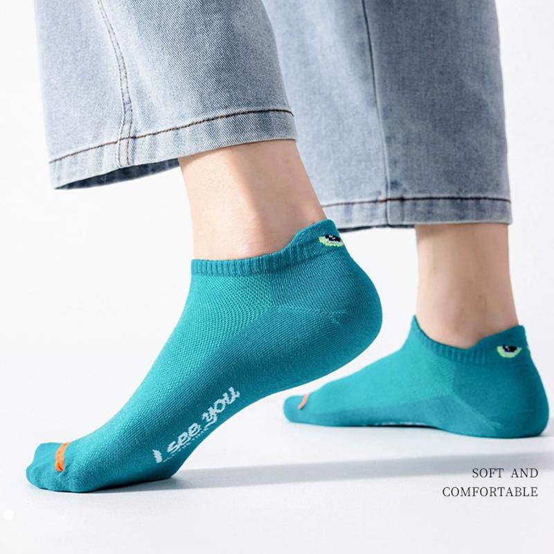 10 perechi de șosete de calitate cu fața zâmbitoare pentru femei, bumbac respirabil, joasă, tub scurt, ocazional, șosete anti-alunecare, rezistente la uzură, patru anotimpuri