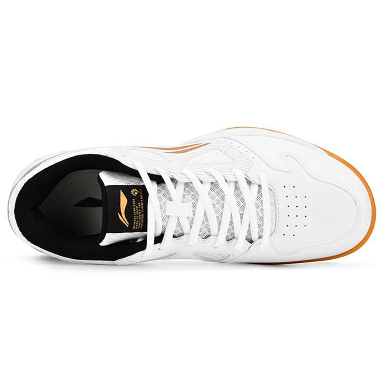Li Ning Light Feather Abriebfest Atmungsaktiv Niedrig geschnitten Badminton Schuhe Unisex Weiß Gold AYTT023-1