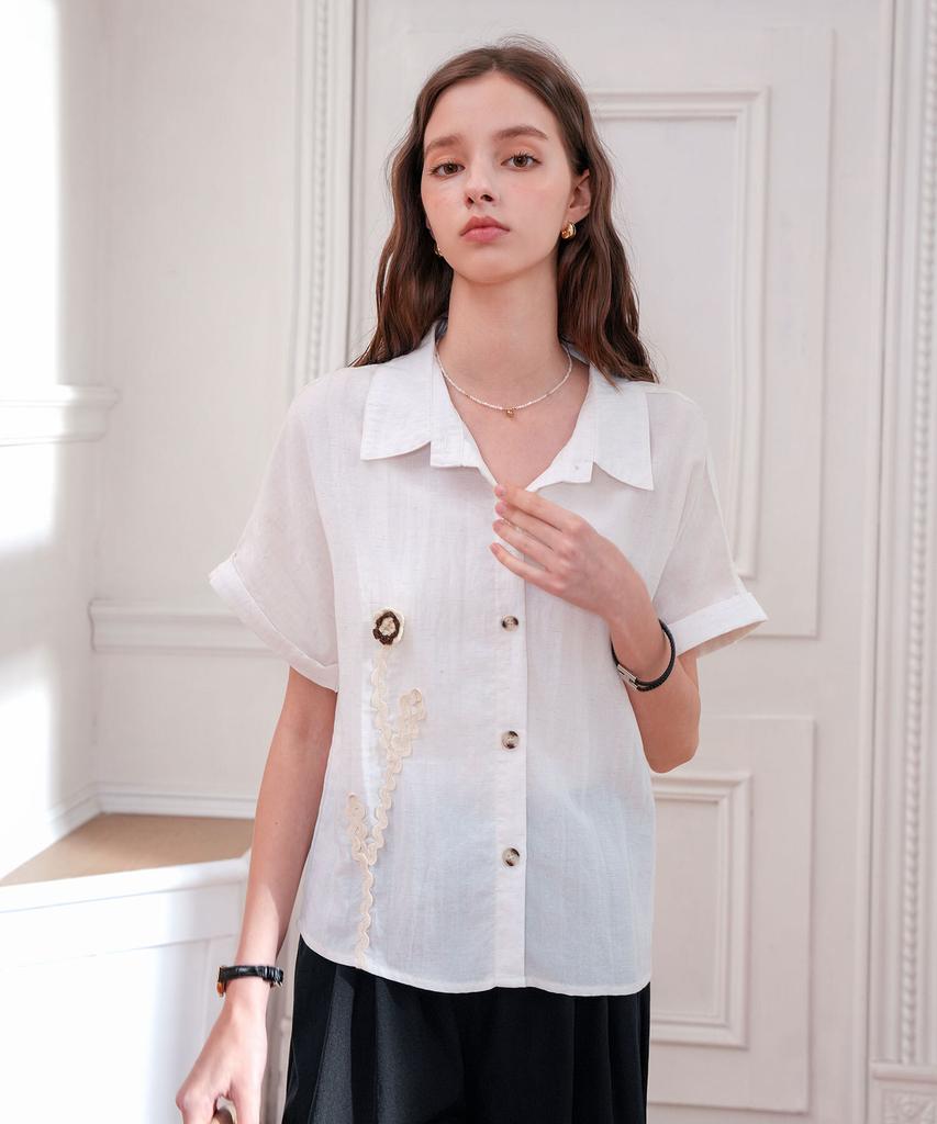 PIGMENT Linen Tailor Wavy Shirt (Kynb2603085)